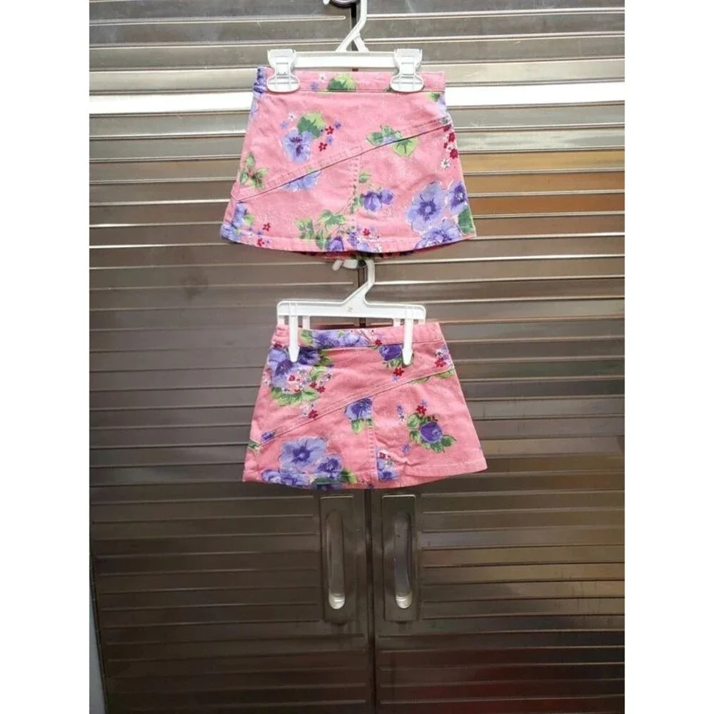 Twins! 2 Matching Floral Pink Skirts